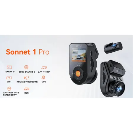 Vantrue S1 PRO 2CH – kamera samochodowa Dual WiFi GPS, przód + tył, tryb parkingowy